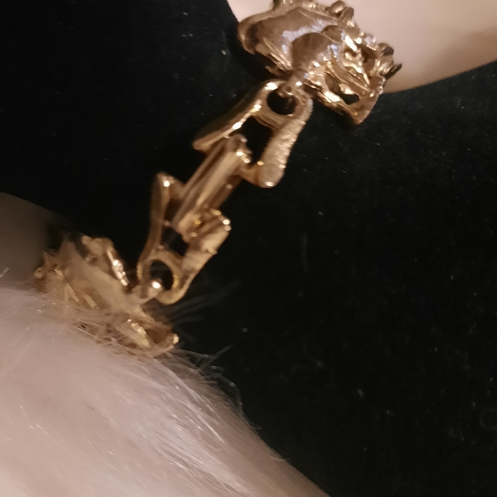 Noah's Ark Gold Colored Link Bracelet panel figural ark and animal vintage - Picture 12 of 14